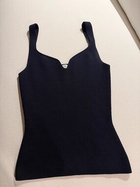 Reiss Navy Ribbed Sweetheart Tank Top